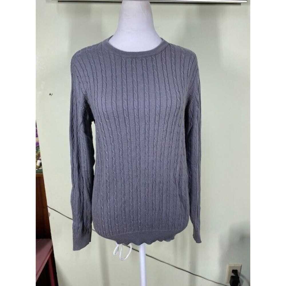 Kate Lord Size M Gray Cotton Cashmere Cable-knit Sweater Preppy Minimalistic